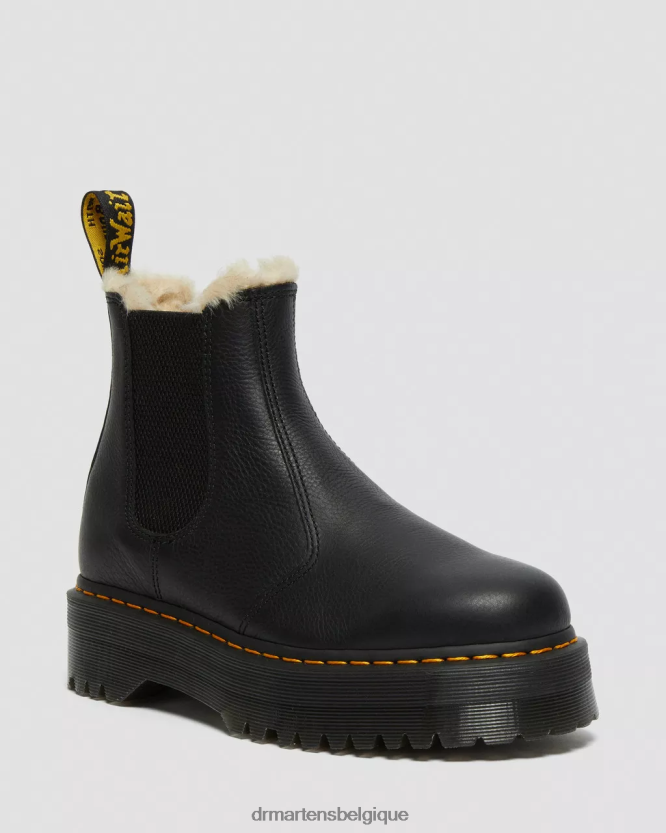 chaussure être Dr. Martens femmes Bottines chelsea à plateforme doublées de fausse fourrure 2976 Pise noire 6RFZX062