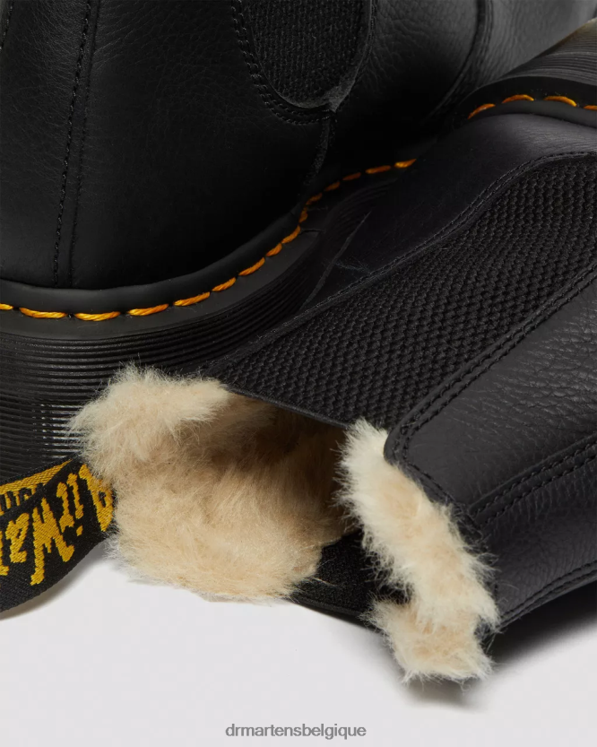 chaussure être Dr. Martens femmes Bottines chelsea à plateforme doublées de fausse fourrure 2976 Pise noire 6RFZX062