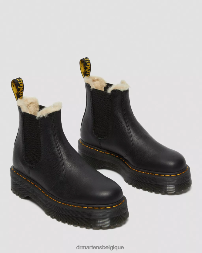 chaussure être Dr. Martens femmes Bottines chelsea à plateforme doublées de fausse fourrure 2976 Pise noire 6RFZX062