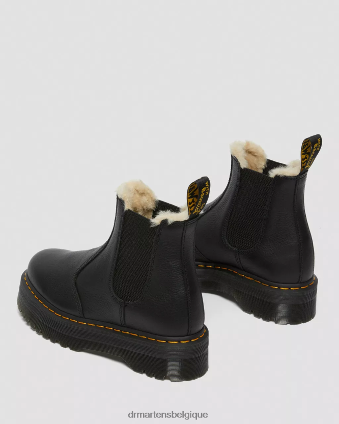 chaussure être Dr. Martens femmes Bottines chelsea à plateforme doublées de fausse fourrure 2976 Pise noire 6RFZX062