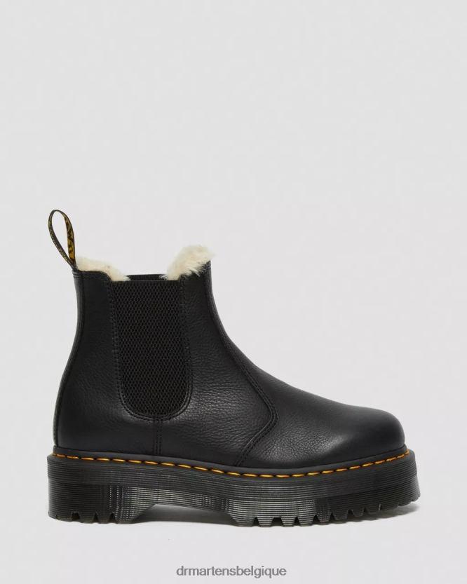 chaussure être Dr. Martens femmes Bottines chelsea à plateforme doublées de fausse fourrure 2976 Pise noire 6RFZX062