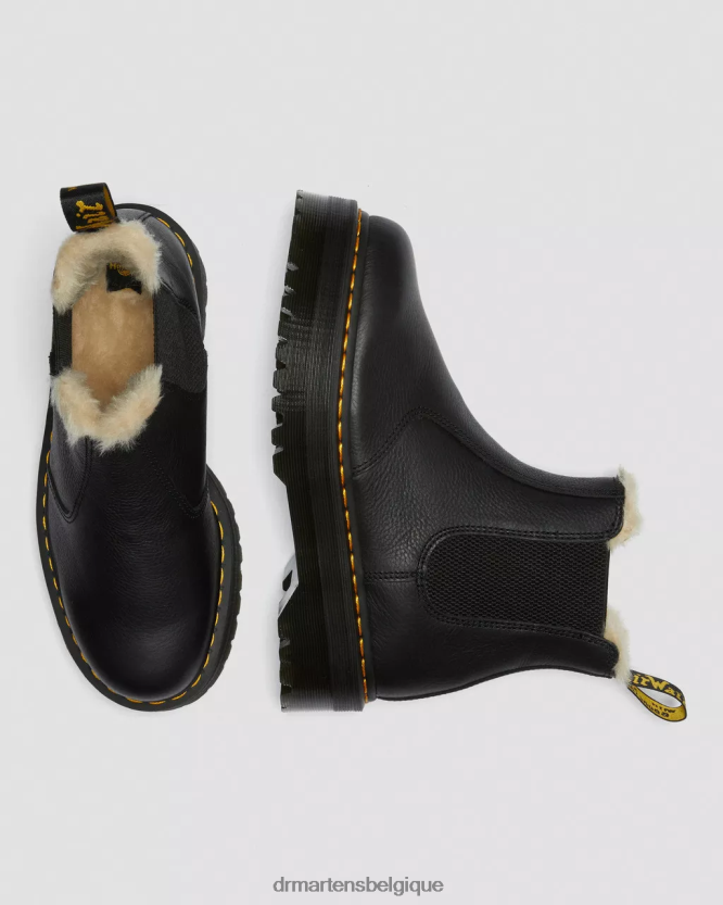 chaussure être Dr. Martens femmes Bottines chelsea à plateforme doublées de fausse fourrure 2976 Pise noire 6RFZX062