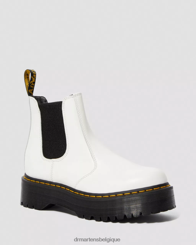 chaussure être Dr. Martens femmes Bottines chelsea plateforme en cuir lisse 2976 blanc lisse 6RFZX027