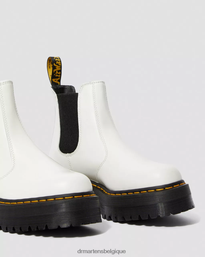 chaussure être Dr. Martens femmes Bottines chelsea plateforme en cuir lisse 2976 blanc lisse 6RFZX027