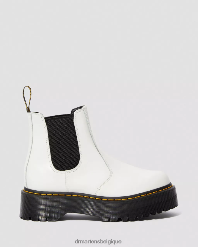 chaussure être Dr. Martens femmes Bottines chelsea plateforme en cuir lisse 2976 blanc lisse 6RFZX027