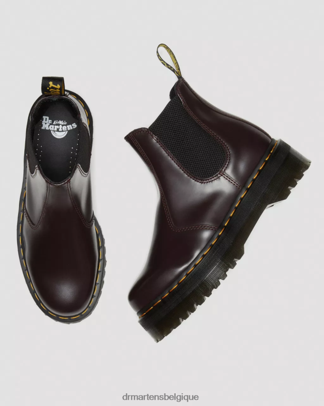 chaussure être Dr. Martens femmes Bottines chelsea à plateforme lisse et polie 2976 bordeaux poli lisse 6RFZX0103