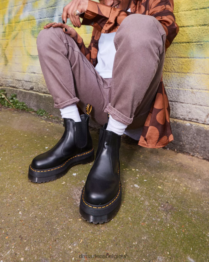 chaussure être Dr. Martens femmes Bottines chelsea à plateforme lisse et polie 2976 noir poli lisse 6RFZX024