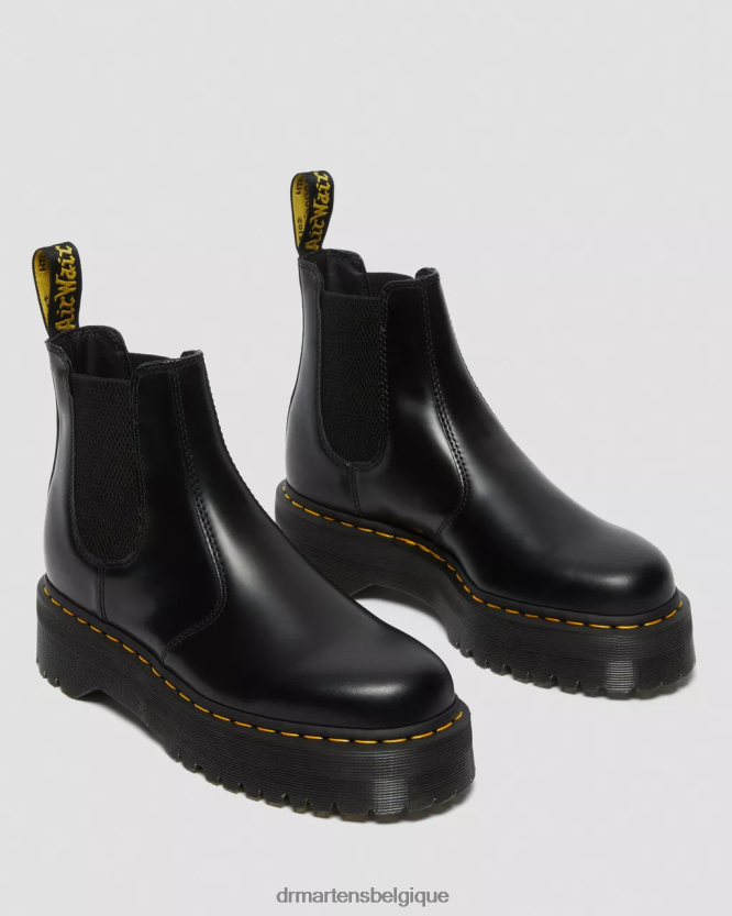 chaussure être Dr. Martens femmes Bottines chelsea à plateforme lisse et polie 2976 noir poli lisse 6RFZX024