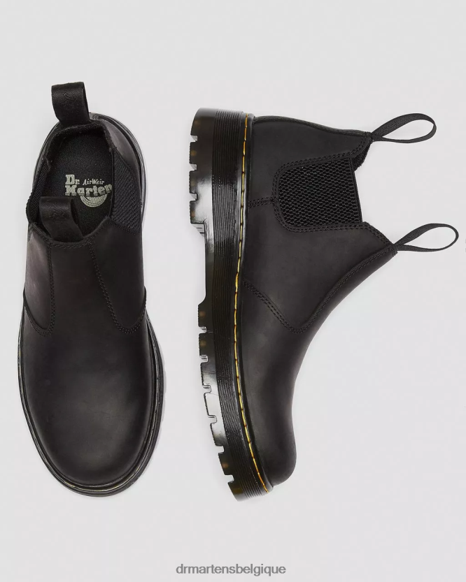 chaussure être Dr. Martens femmes bottes de travail chelsea en cuir hardie connection connexion noire 6RFZX0203