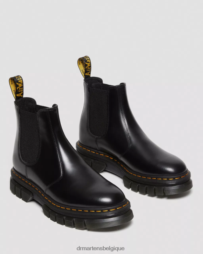 chaussure être Dr. Martens femmes bottines chelsea en cuir lisse poli rikard noir poli lisse 6RFZX0175