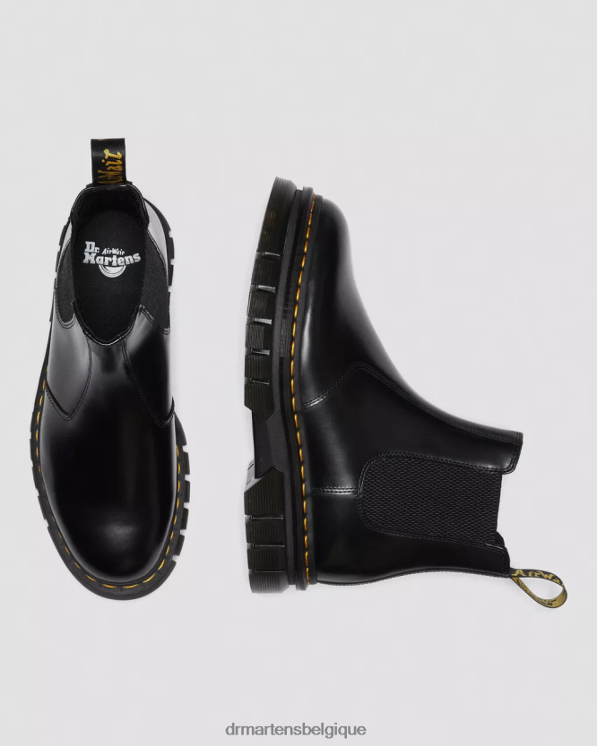 chaussure être Dr. Martens femmes bottines chelsea en cuir lisse poli rikard noir poli lisse 6RFZX0175