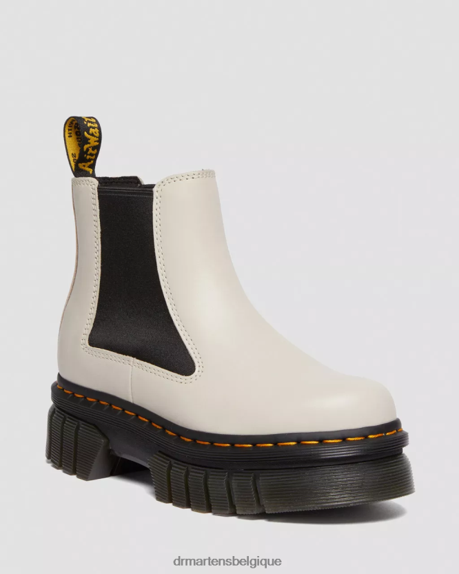 chaussure être Dr. Martens femmes bottines chelsea à plateforme en cuir nappa audrick nappa lux gris pavé 6RFZX0105