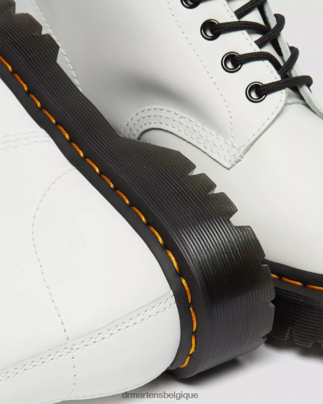 chaussure être Dr. Martens femmes Bottines plateforme en cuir lisse 1460 bex blanc lisse 6RFZX0183