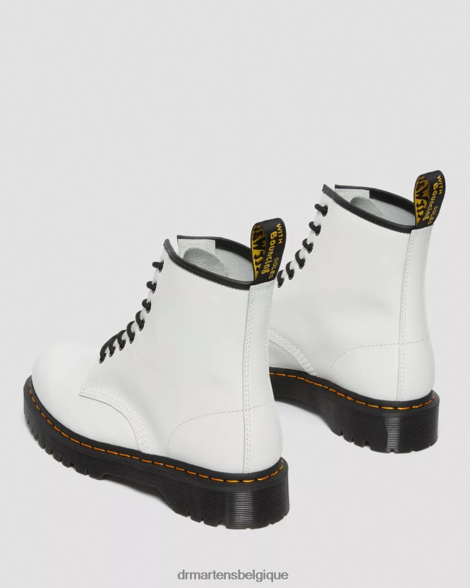 chaussure être Dr. Martens femmes Bottines plateforme en cuir lisse 1460 bex blanc lisse 6RFZX0183