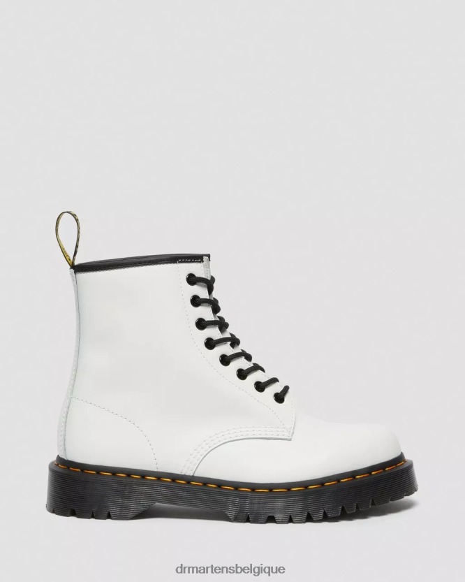 chaussure être Dr. Martens femmes Bottines plateforme en cuir lisse 1460 bex blanc lisse 6RFZX0183