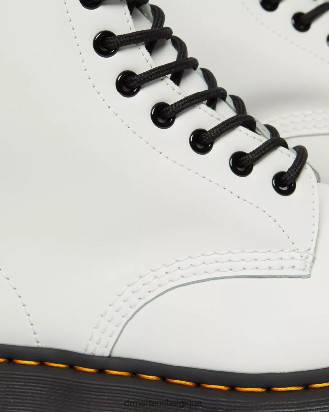 chaussure être Dr. Martens femmes Bottines plateforme en cuir lisse 1460 bex blanc lisse 6RFZX0183