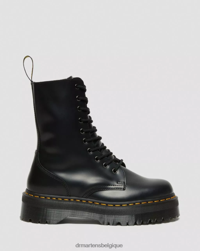 chaussure être Dr. Martens femmes Jadon hi boot plateformes en cuir lisse noir poli lisse 6RFZX0209