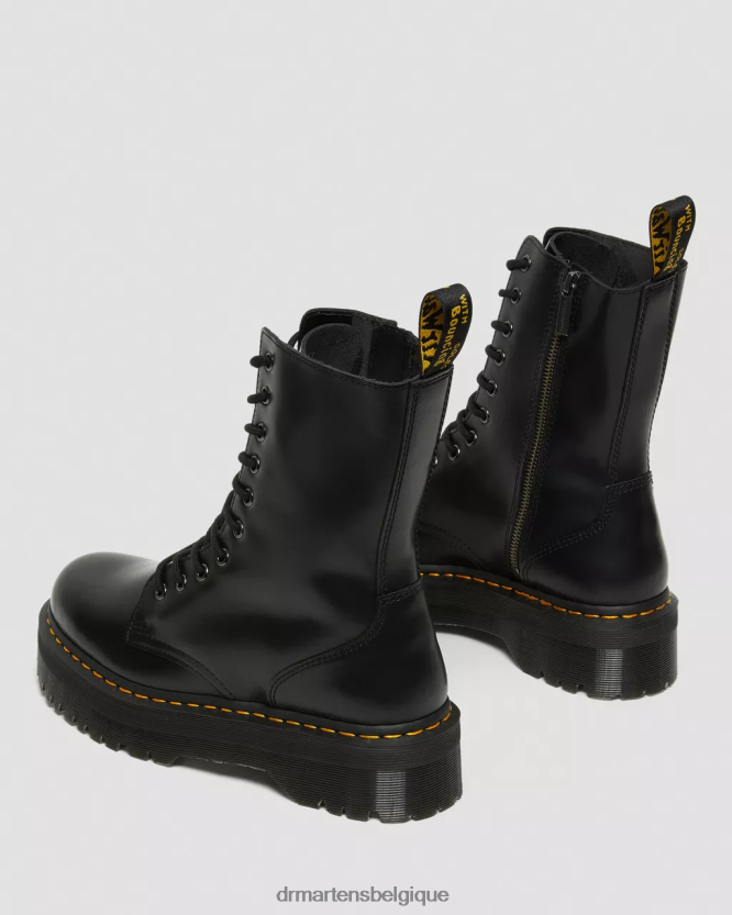 chaussure être Dr. Martens femmes Jadon hi boot plateformes en cuir lisse noir poli lisse 6RFZX0209