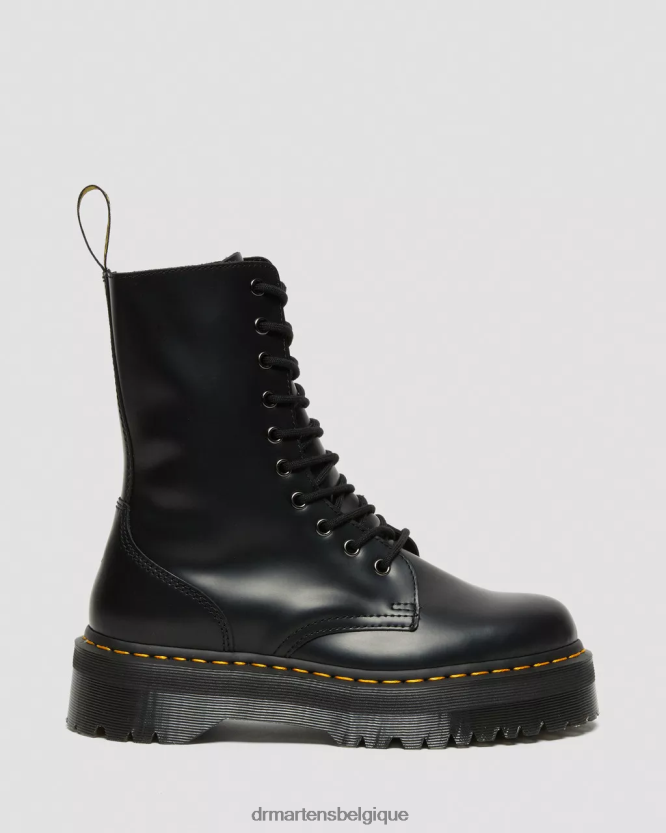 chaussure être Dr. Martens femmes Jadon hi boot plateformes en cuir lisse noir poli lisse 6RFZX0209