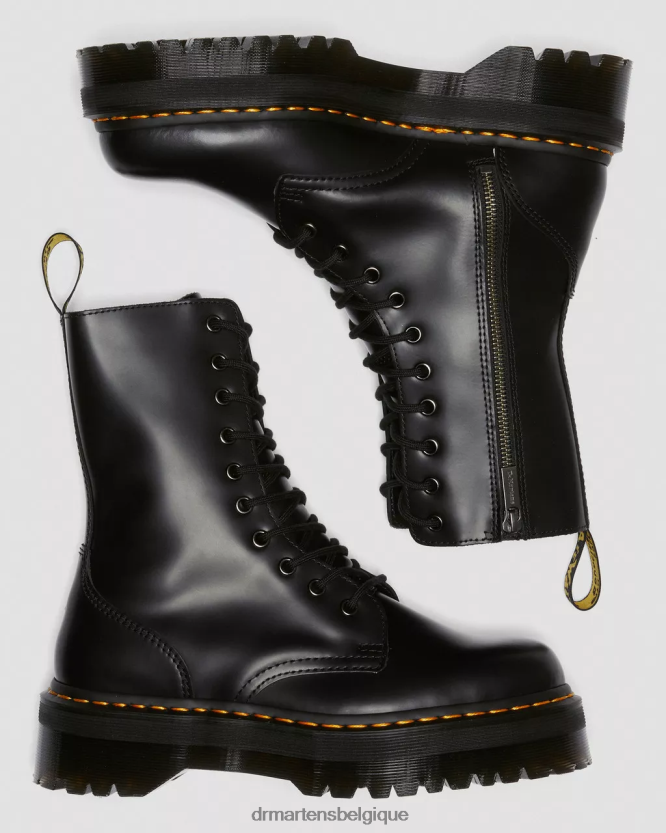 chaussure être Dr. Martens femmes Jadon hi boot plateformes en cuir lisse noir poli lisse 6RFZX0209