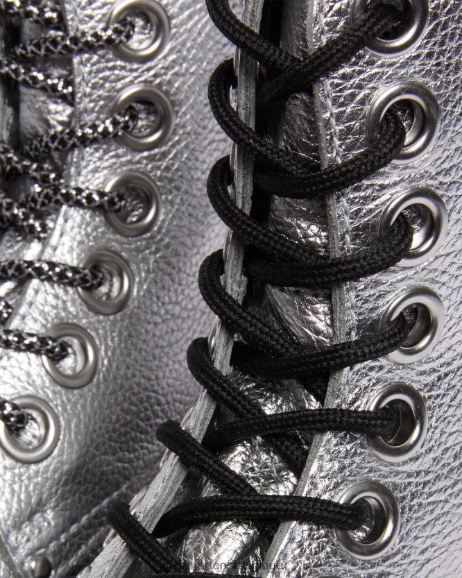 chaussure être Dr. Martens femmes botte jadon max plateformes en cuir métallisé argent métallique dégringolade métallique 6RFZX0185