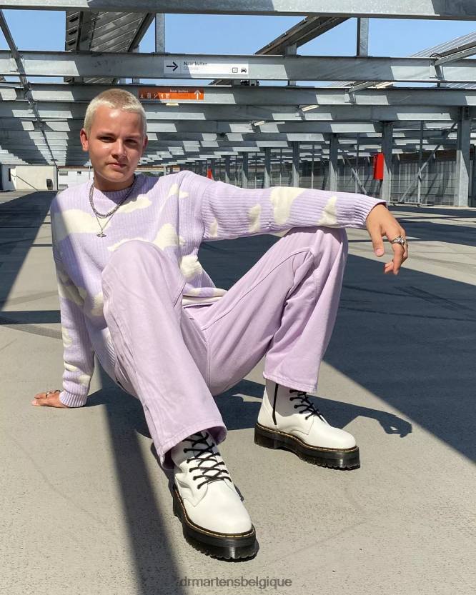 chaussure être Dr. Martens femmes botte jadon plateformes en cuir lisse blanc poli lisse 6RFZX020