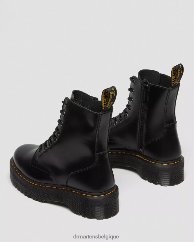 chaussure être Dr. Martens femmes botte jadon plateformes en cuir lisse noir poli lisse 6RFZX02