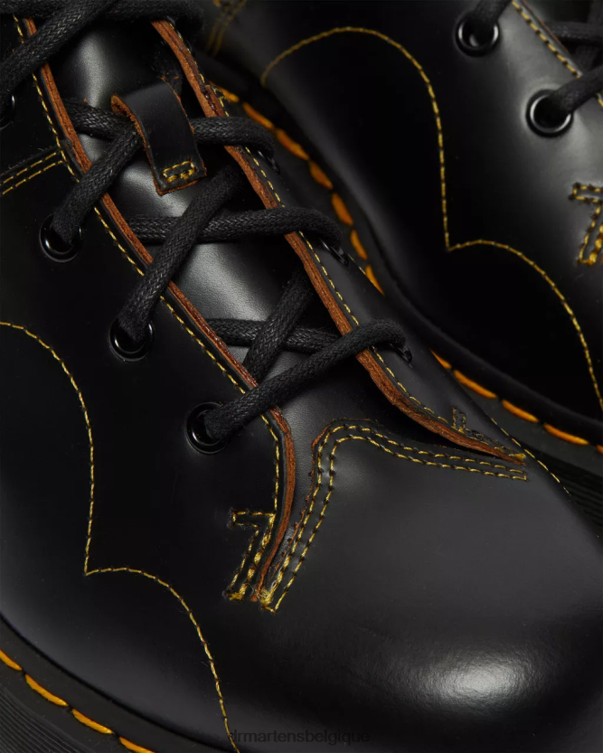 chaussure être Dr. Martens femmes bottes de singe à plateforme d'église noir vintage lisse 6RFZX048