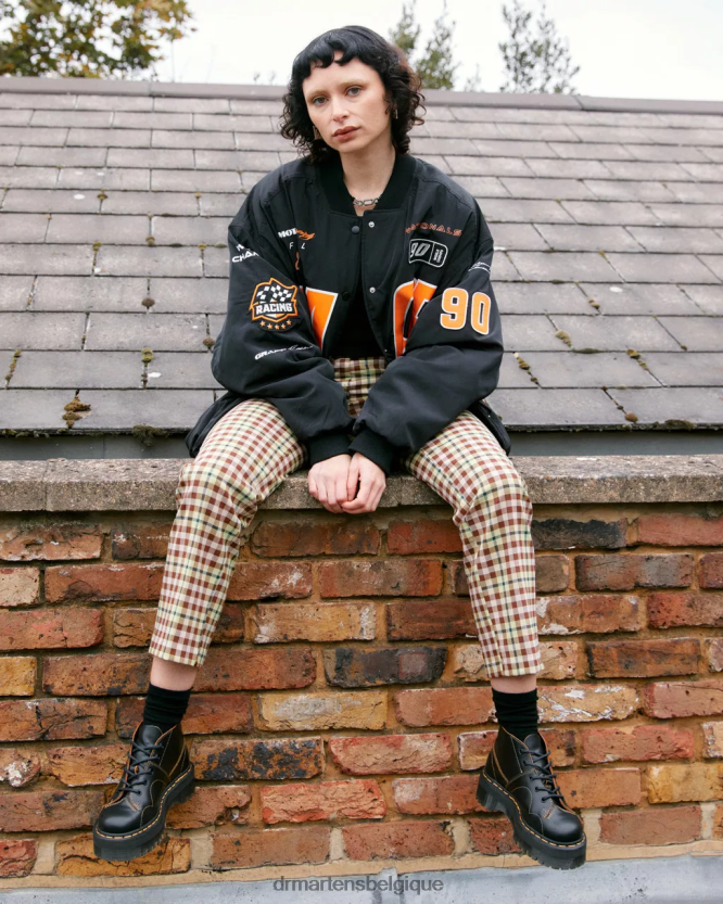 chaussure être Dr. Martens femmes bottes de singe à plateforme d'église noir vintage lisse 6RFZX048