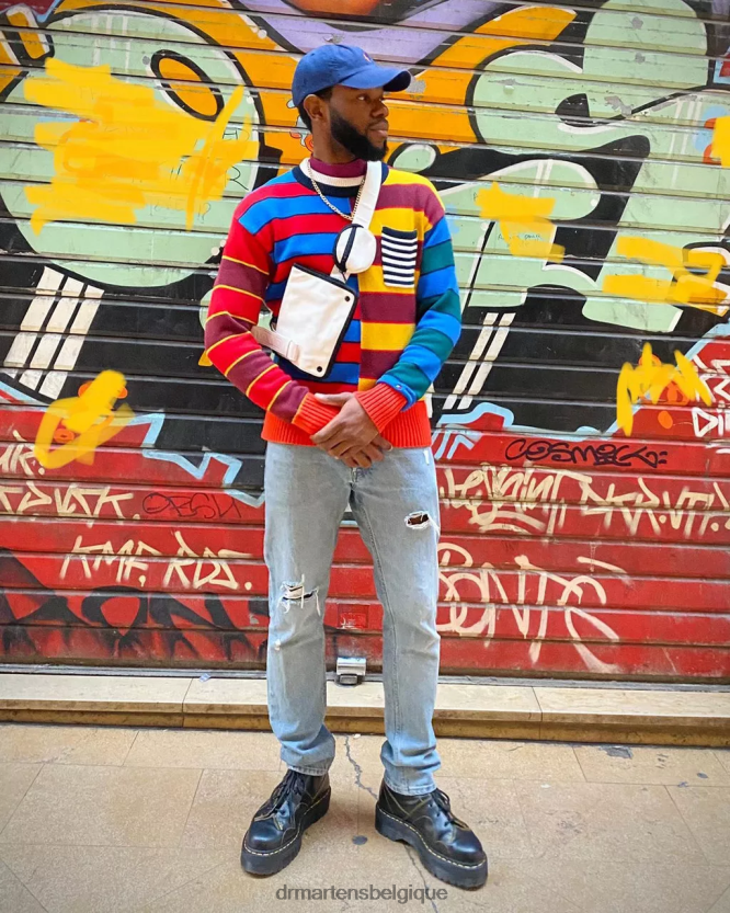 chaussure être Dr. Martens femmes bottes de singe à plateforme d'église noir vintage lisse 6RFZX048