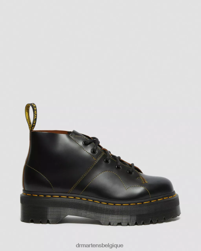chaussure être Dr. Martens femmes bottes de singe à plateforme d'église noir vintage lisse 6RFZX048