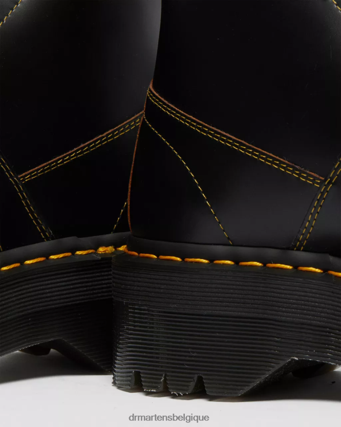 chaussure être Dr. Martens femmes bottes de singe à plateforme d'église noir vintage lisse 6RFZX048