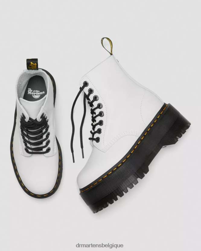 chaussure être Dr. Martens femmes bottes plateforme en cuir 1460 pascal max Pise blanche 6RFZX090
