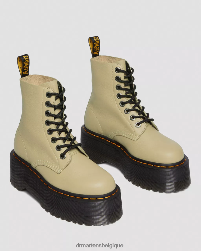chaussure être Dr. Martens femmes bottes plateforme en cuir 1460 pascal max pise olive pâle 6RFZX0120