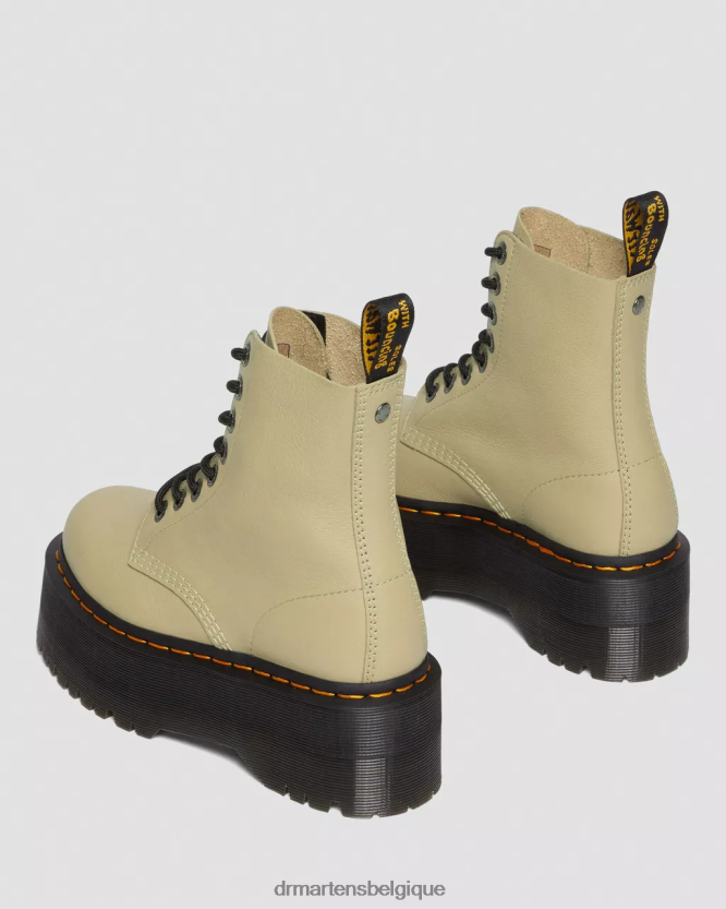 chaussure être Dr. Martens femmes bottes plateforme en cuir 1460 pascal max pise olive pâle 6RFZX0120