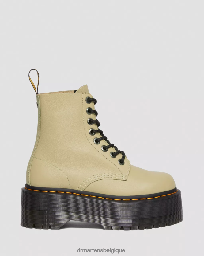chaussure être Dr. Martens femmes bottes plateforme en cuir 1460 pascal max pise olive pâle 6RFZX0120