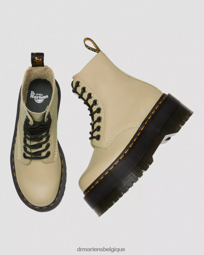 chaussure être Dr. Martens femmes bottes plateforme en cuir 1460 pascal max pise olive pâle 6RFZX0120