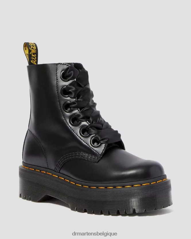 chaussure être Dr. Martens femmes bottes à plateforme en cuir Molly beurre noir 6RFZX031