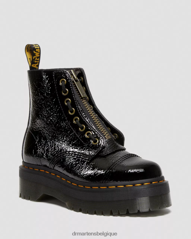 chaussure être Dr. Martens femmes bottes plateforme en cuir verni effet vieilli Sinclair vernis noir vieilli 6RFZX0118