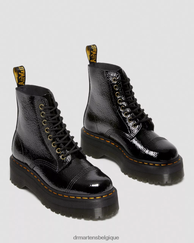 chaussure être Dr. Martens femmes bottes plateforme en cuir verni effet vieilli Sinclair vernis noir vieilli 6RFZX0118