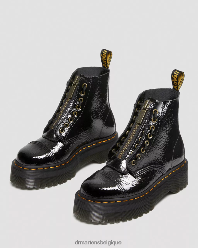 chaussure être Dr. Martens femmes bottes plateforme en cuir verni effet vieilli Sinclair vernis noir vieilli 6RFZX0118
