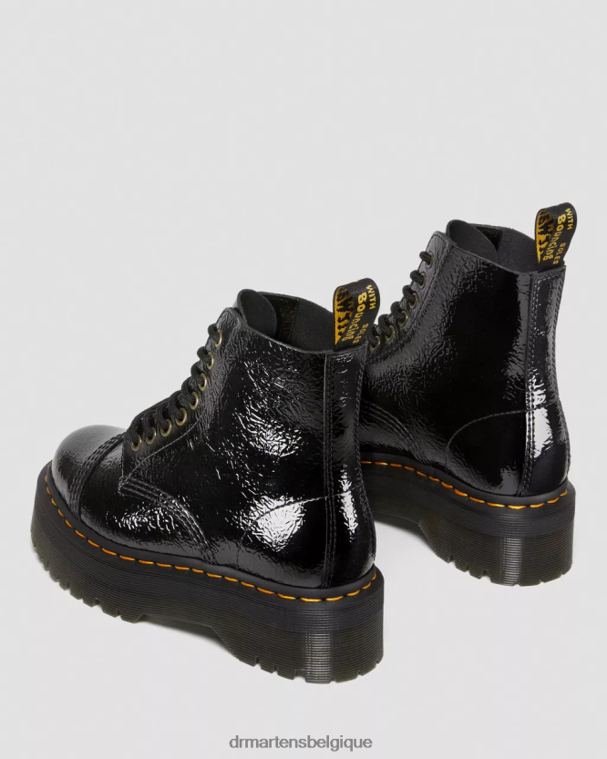 chaussure être Dr. Martens femmes bottes plateforme en cuir verni effet vieilli Sinclair vernis noir vieilli 6RFZX0118