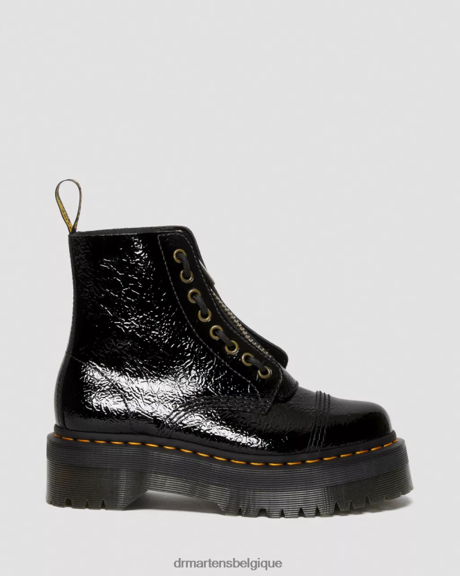 chaussure être Dr. Martens femmes bottes plateforme en cuir verni effet vieilli Sinclair vernis noir vieilli 6RFZX0118