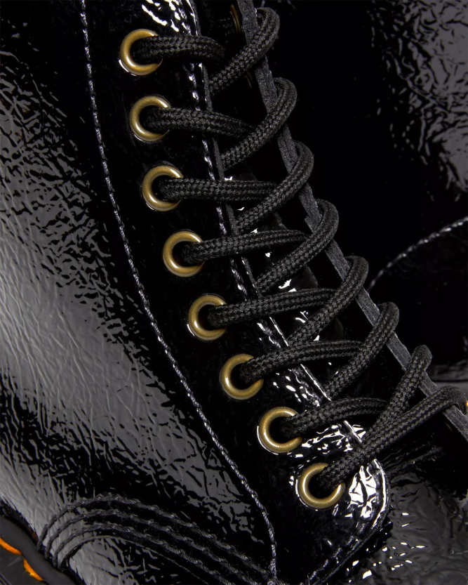 chaussure être Dr. Martens femmes bottes plateforme en cuir verni effet vieilli Sinclair vernis noir vieilli 6RFZX0118