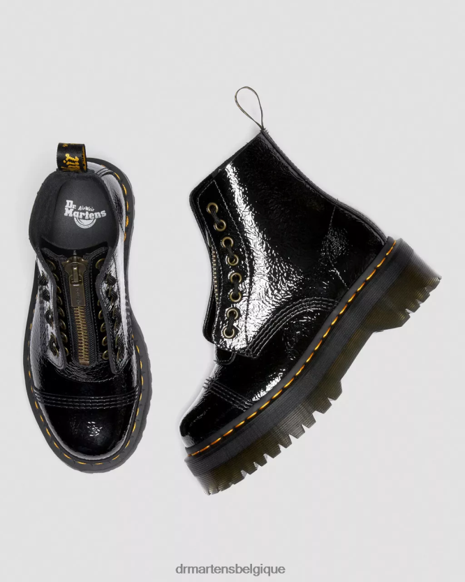 chaussure être Dr. Martens femmes bottes plateforme en cuir verni effet vieilli Sinclair vernis noir vieilli 6RFZX0118