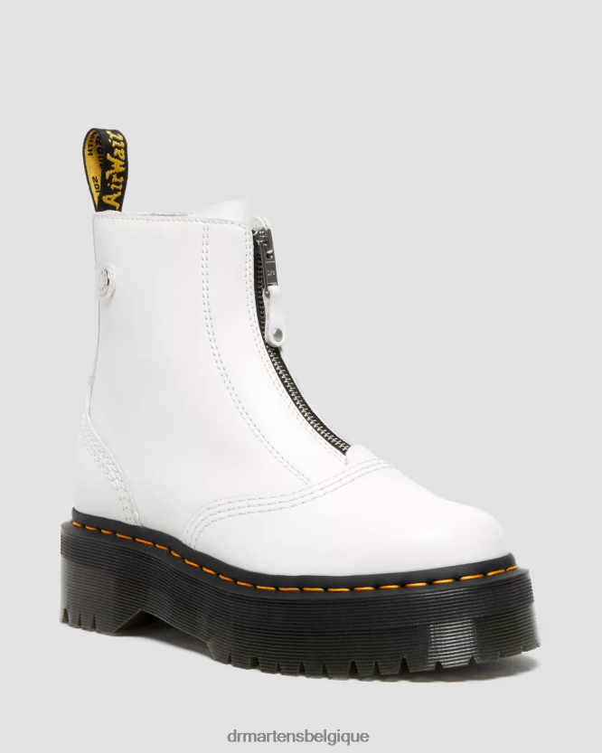 chaussure être Dr. Martens femmes bottes à plateforme zippées en cuir sendal jetta envoi blanc 6RFZX0101