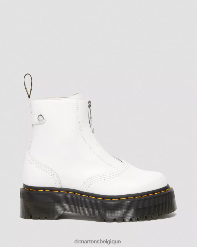 chaussure être Dr. Martens femmes bottes à plateforme zippées en cuir sendal jetta envoi blanc 6RFZX0101