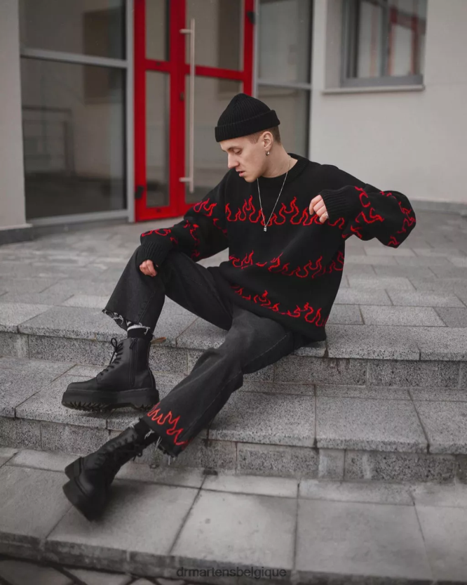 chaussure être Dr. Martens femmes plates-formes mono de démarrage végétaliennes Jadon II Félix noir déteint 6RFZX014