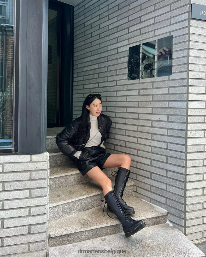 chaussure être Dr. Martens femmes 1b60 bex bottes hauteur genou en cuir pisa Pise noire 6RFZX0210