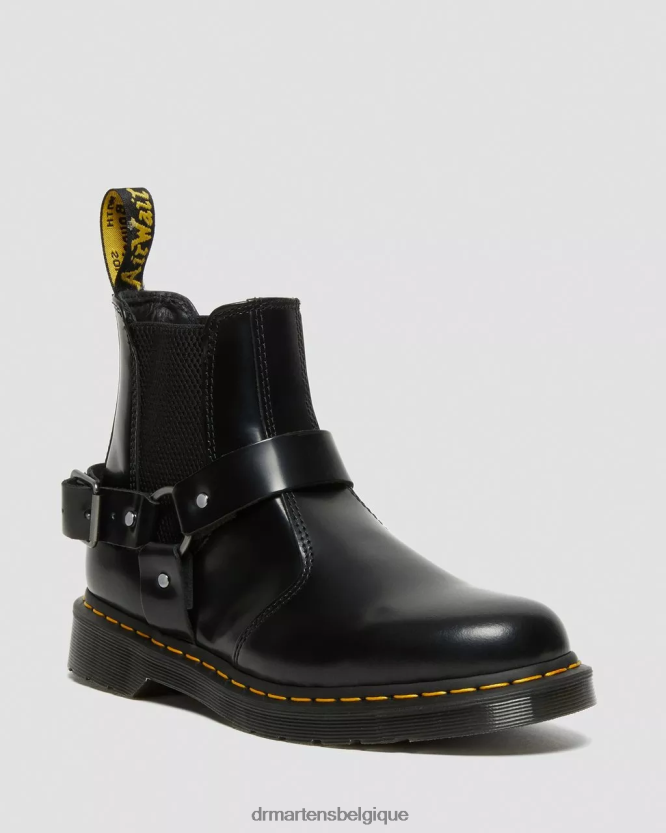 chaussure être Dr. Martens femmes bottes à boucles en cuir lisse Wincox noir poli lisse 6RFZX0134